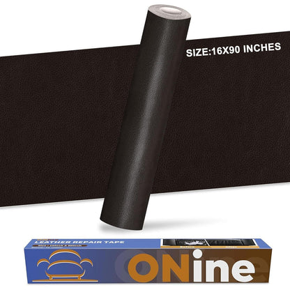ONine Leather Repair Patch Leather Repair Tape, 16 X 90 Inches Leather Repair Patch For Furniture,Vinyl Repair Kit Leather Couch Patch For Sofas, Furniture, Car Seats(Black Brown),