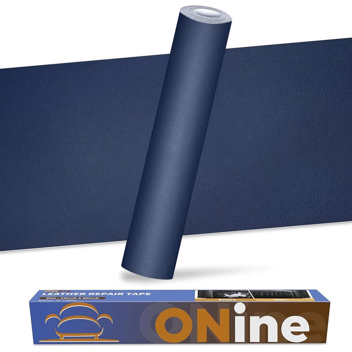 ONine Leather Repair Patch Leather Repair Tape, 16 X 90 Inches Leather Repair Patch For Furniture,Vinyl Repair Kit Leather Couch Patch For Sofas, Furniture, Car Seats(Blue #2),