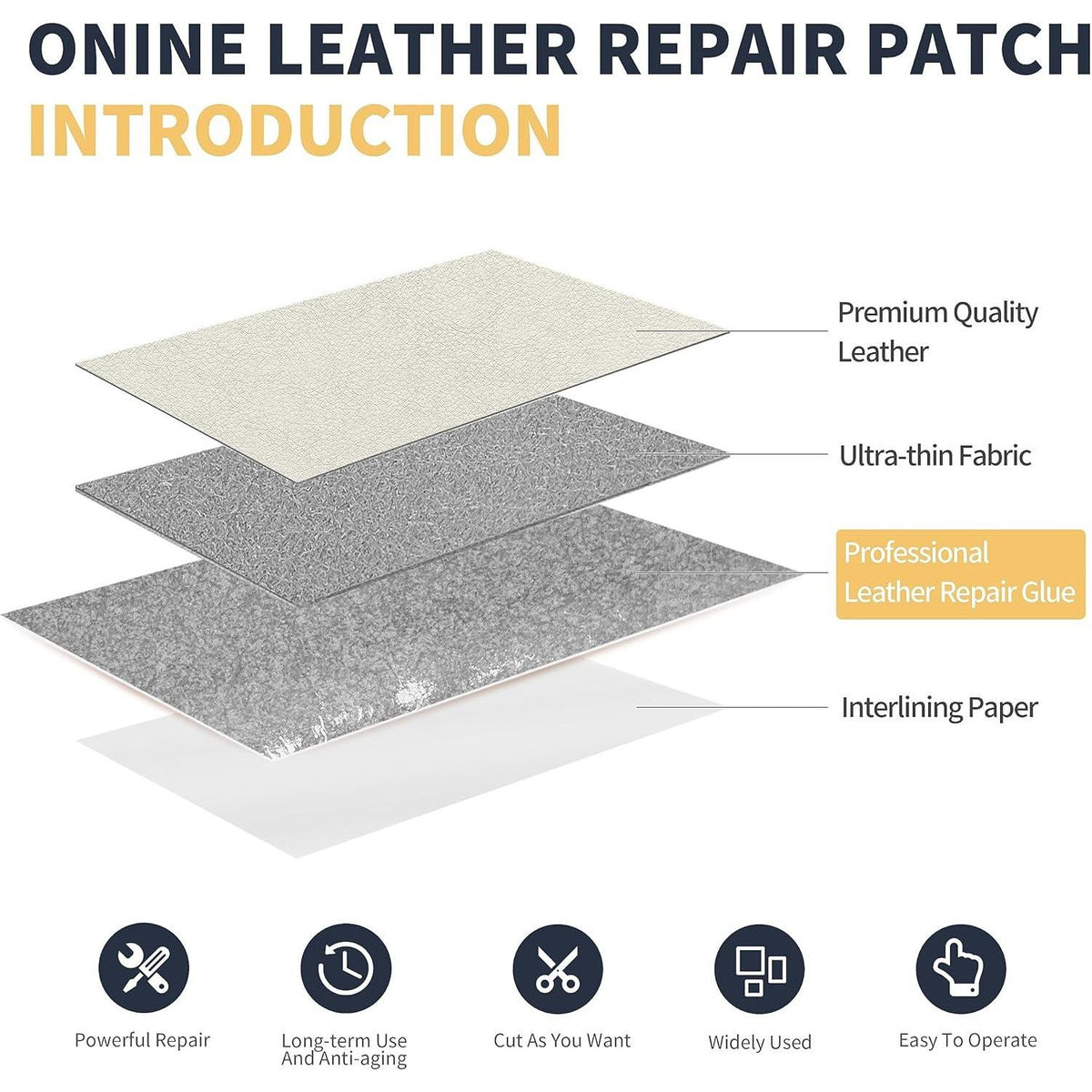 ONine Leather Repair Patch Leather Repair Tape, 3 X 60 Inches Leather Repair Patch For Furniture,Vinyl Repair Kit Leather Couch Patch For Sofas, Furniture, Car Seats, Office Chairs(Rice White),