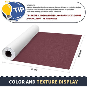 ONine Leather Repair Patch Leather Repair Tape, 12 X 48 Inches Leather Repair Patch For Furniture,Vinyl Repair Kit Leather Couch Patch For Sofas,Furniture,car Seats,Chairs(Wine Red-Litchi Grain),