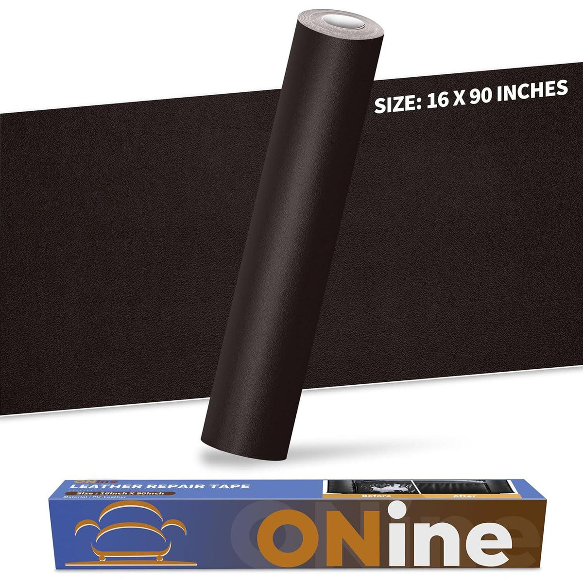 ONine Leather Repair Patch Leather Repair Tape, 16 X 90 Inches Leather Repair Patch For Furniture,Vinyl Repair Kit Leather Couch Patch For Sofas, Furniture, Car Seats(Dark Brown-Fine Grain),