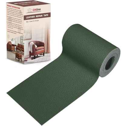 ONine Leather Repair Patch Leather Repair Tape, 3 X 60 Inches Leather Repair Patch For Furniture,Vinyl Repair Kit Leather Couch Patch For Sofas, Furniture(Blackish Green-Litchi Grain),