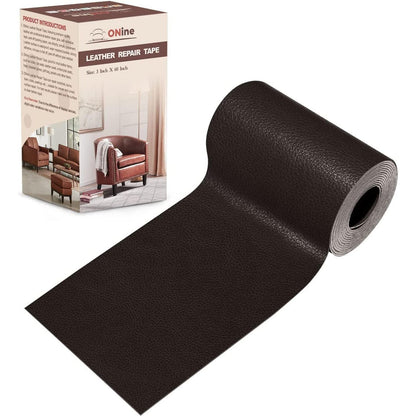 ONine Leather Repair Patch Leather Repair Tape, 3 X 60 Inches Leather Repair Patch For Furniture,Vinyl Repair Kit Leather Couch Patch For Sofas,Furniture,car Seats,Chairs(Black Brown),
