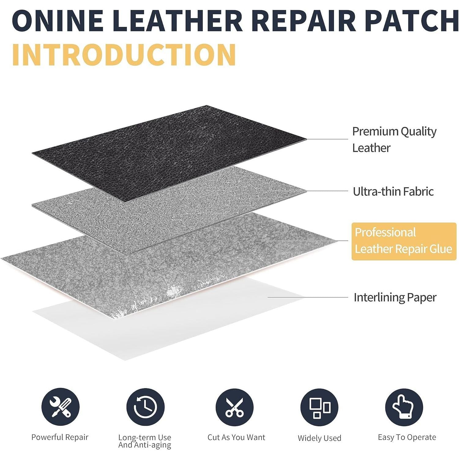 ONine Leather Repair Patch Leather Repair Tape, 3 X 60 Inches Leather Repair Patch For Furniture,Vinyl Repair Kit Leather Couch Patch For Sofas, Furniture, Car Seats, Office Chairs(Dark Grey Leather),