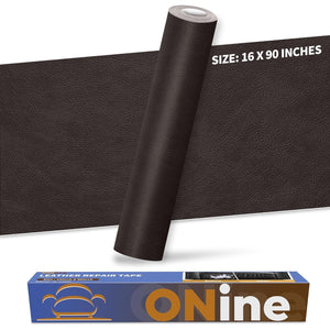 ONine Leather Repair Patch Leather Repair Tape, 16 X 90 Inches Leather Repair Patch For Furniture,Vinyl Repair Kit Leather Couch Patch For Sofas, Furniture, Car Seats, Office Chairs(Dark Brown),