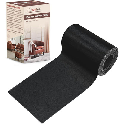 ONine Leather Repair Patch Leather Repair Tape, 3 X 60 Inches Leather Repair Patch For Furniture,Vinyl Repair Kit Leather Couch Patch For Sofas, Furniture, Car Seats(Black-Fine Grain),