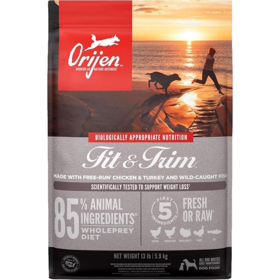 ORIJEN Fit And Trim Dry Dog Food, Grain Free Dry Dog Food, Fresh Or Raw Ingredients, 13lb,