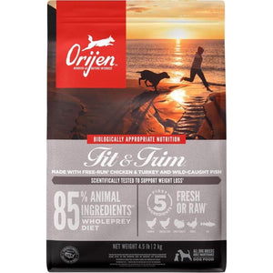 ORIJEN Fit And Trim Dry Dog Food, Grain Free Dry Dog Food, Fresh Or Raw Ingredients, 4.5lb,