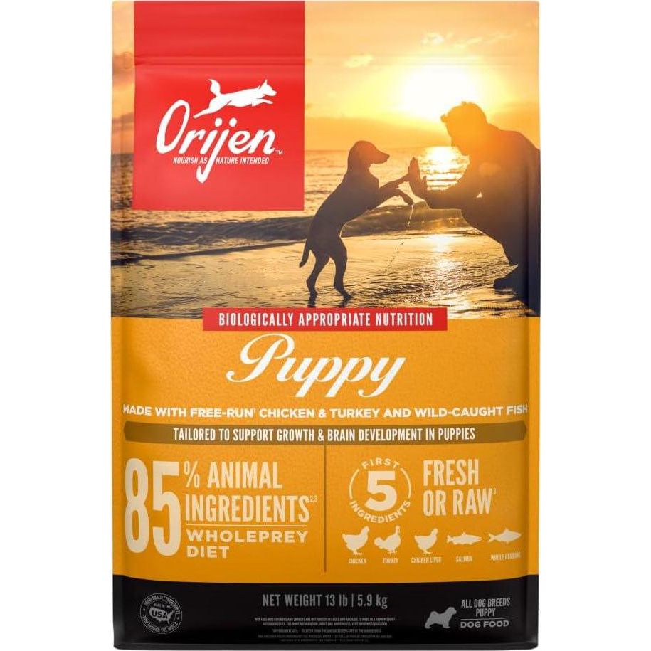 ORIJEN Puppy Dry Dog Food, Grain Free Dry Dog Food For Puppies, Fresh Or Raw Ingredients, 13lb,