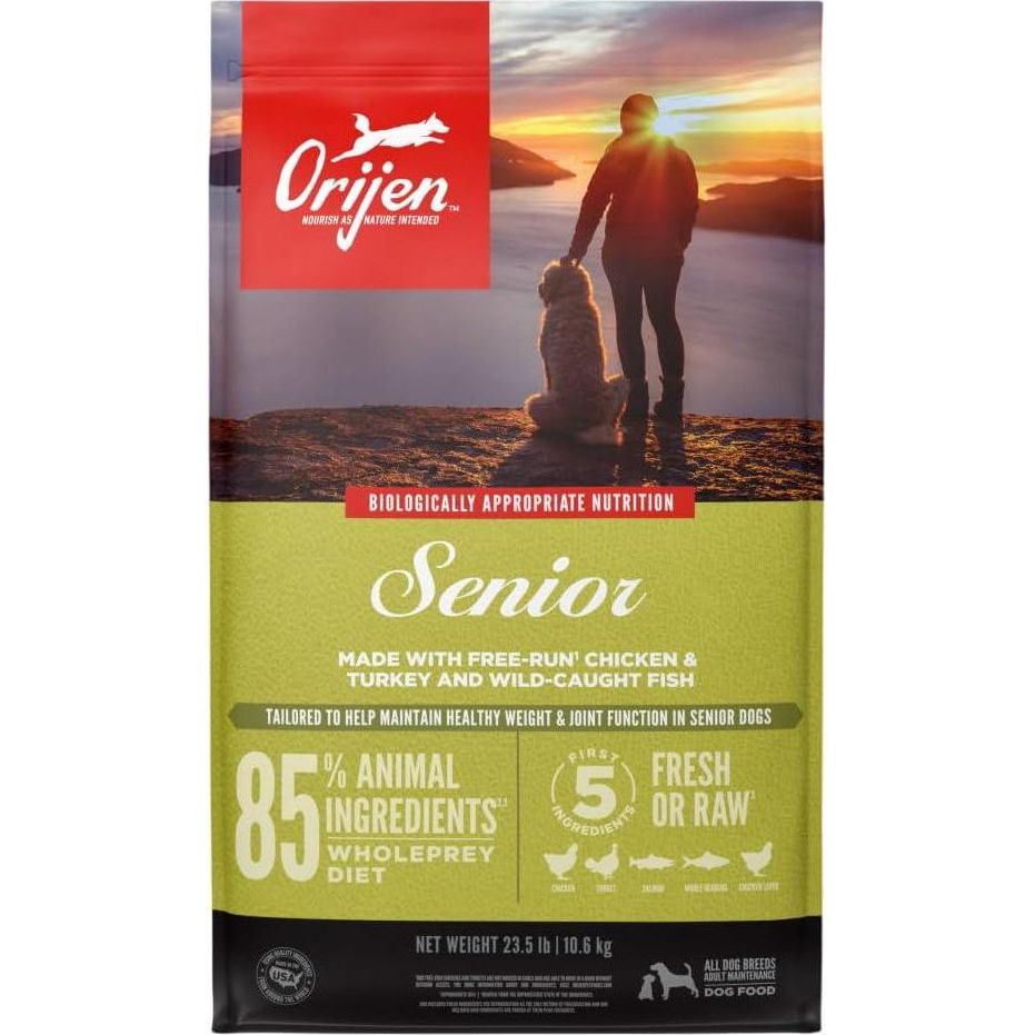 ORIJEN Senior Dry Dog Food, Grain Free Dry Dog Food For Senior Dogs, Fresh Or Raw Ingredients, 23.5lb,