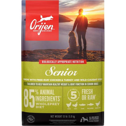 ORIJEN Senior Dry Dog Food, Grain Free Dry Dog Food For Senior Dogs, Fresh Or Raw Ingredients, 13lb,