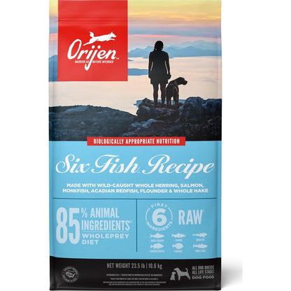 ORIJEN Six Fish Dry Dog Food, Grain Free And Chicken Free Dog Food, Fresh Or Raw Ingredients, 23.5lb,