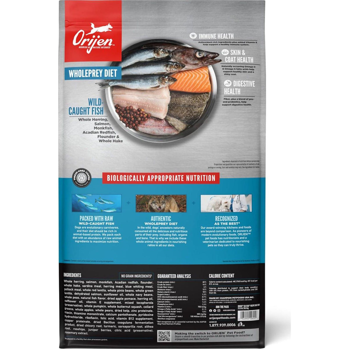 ORIJEN Six Fish Dry Dog Food, Grain Free And Chicken Free Dog Food, Fresh Or Raw Ingredients, 23.5lb,