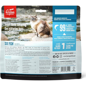 ORIJEN Six Fish Freeze Dried Cat Treats, Grain Free Treats For Cats, Raw Animal Ingredients, 1.25oz,