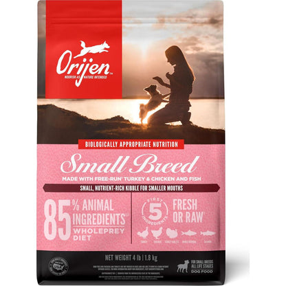 ORIJEN Small Breed Dry Dog Food, Grain Free Dry Dog Food For Small Breeds, Fresh Or Raw Ingredients, 4lb,