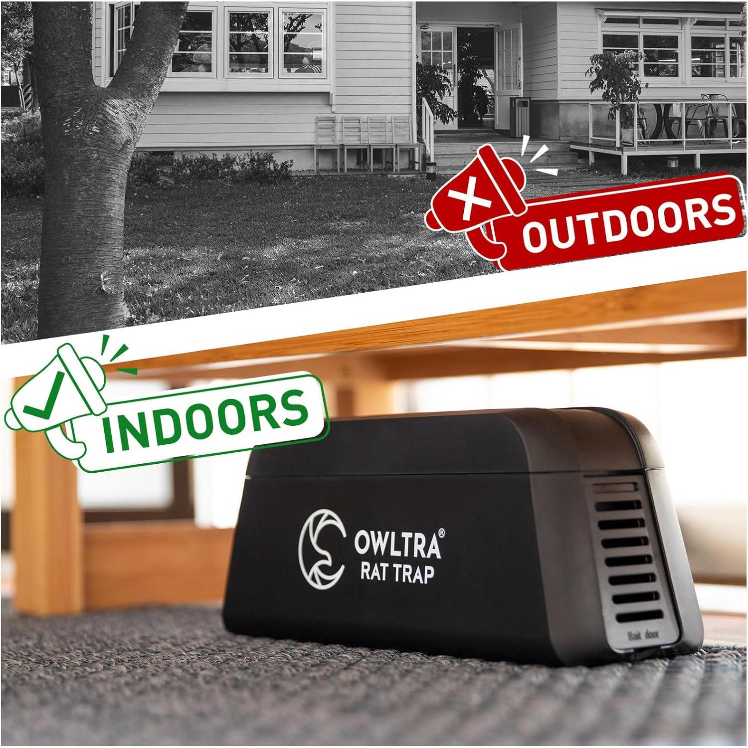 OW-1 Indoor Electric Rat Trap, Instant Kill Rodent Zapper With Pet Safe Trigger, Black, Large,850012821335