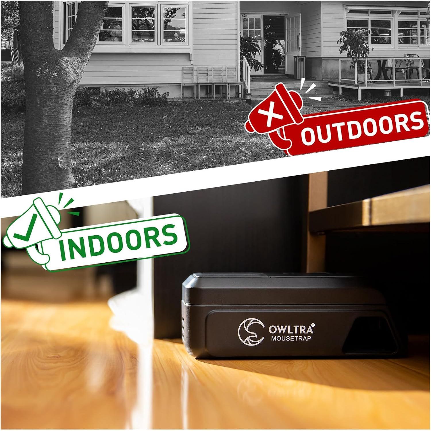 OW-2 Indoor Electric Mouse Trap 2 PCS, Instant Kill Rodent Zapper With Pet Safe Trigger, Black,850027078458