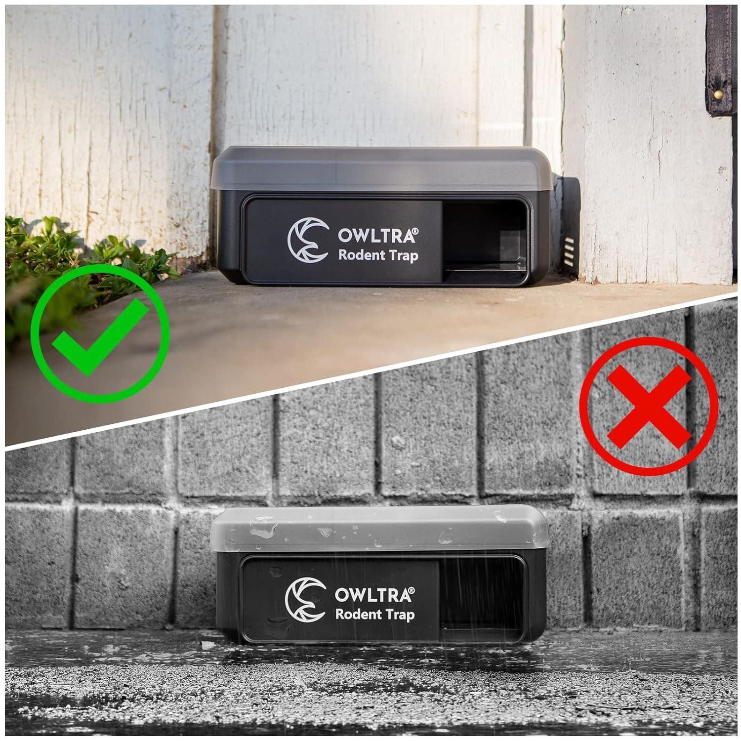 OW-7 In-/Outdoor Electric Rodent Trap, Instant Kill Mouse And Rat Zapper With Waterproof Cover, Sound And Light Alarm, And Batteries Or USB Power Source, Waterproof Grade IPX4, Black,810105180299