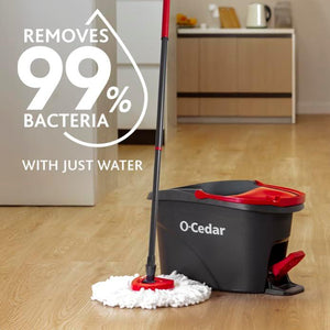 O-Cedar EasyWring Microfiber Spin Mop Bucket Floor Cleaning System, Red & Gray, Standard