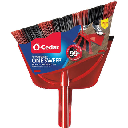 O Cedar One Sweep Broom with Step-on Dustpan, Remove 99% Dirt & Debris with One Sweep, Lightweight & Quiet Cleaning Tool, Ideal for Pet Owners