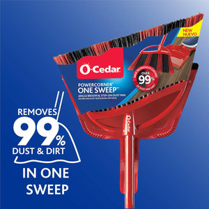 O Cedar One Sweep Broom with Step-on Dustpan, Remove 99% Dirt & Debris with One Sweep, Lightweight & Quiet Cleaning Tool, Ideal for Pet Owners