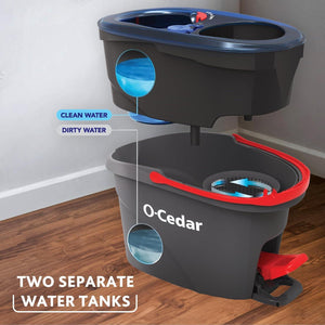 O-Cedar O-Cedar RinseClean Spin Mop And Bucket System + 2 Extra Mop Heads| Clean With Clean Water | Removes 99% Of Bacteria