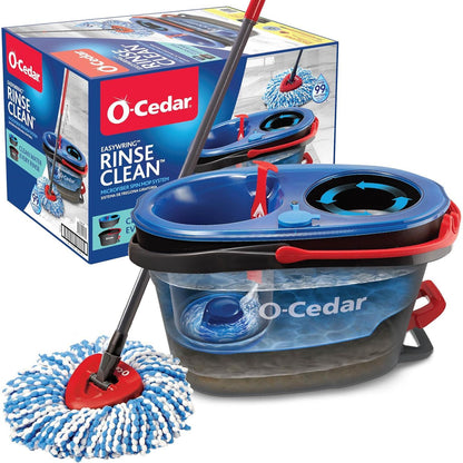O-Cedar RinseClean Spin Mop & Bucket System, Cleans with Clean Water, Removes 99% of Bacteria