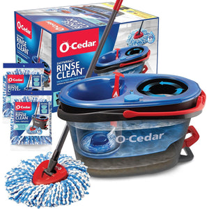 O-Cedar O-Cedar RinseClean Spin Mop And Bucket System + 2 Extra Mop Heads| Clean With Clean Water | Removes 99% Of Bacteria