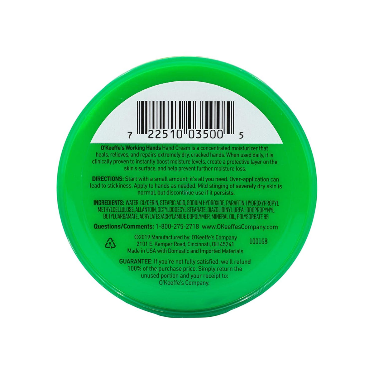 O'Keeffe's Working Hands Hand Cream For Extremely Dry; Cracked Hands; 3.4 Ounce Jar; (Pack 2),