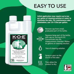 Odorcide Thornell KOE Eliminator, 16 oz Concentrate, Non-Enzymatic Pet Odor Control for Kennel, Floor & Home