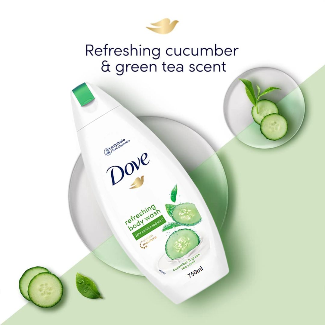 Dove Cucumber & Green Tea Refreshing Body Wash 750ml,8712561611442