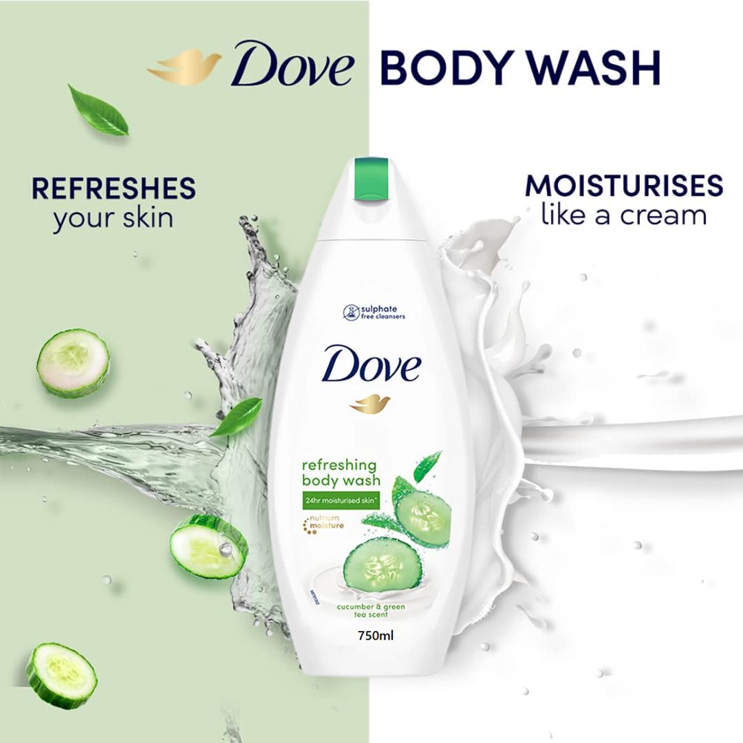 Dove Cucumber & Green Tea Refreshing Body Wash 750ml,8712561611442