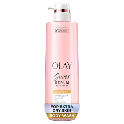 Olay Olay Super Serum Body Wash For Extra Dry Skin, 24hr Long Lasting Hydration, 5+ Ingredient Serum Complex For Bright Even Firm Luminous Skin, 18.5 Fl Oz