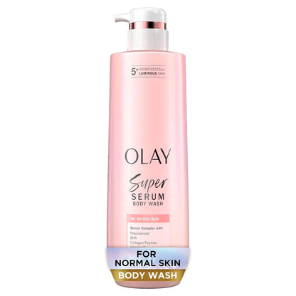 Olay Olay Super Serum Body Wash For Normal Skin, 24hr Long Lasting Hydration, 5+ Ingredient Serum Complex For Bright Even Firm Luminous Skin, 18.5 Fl Oz