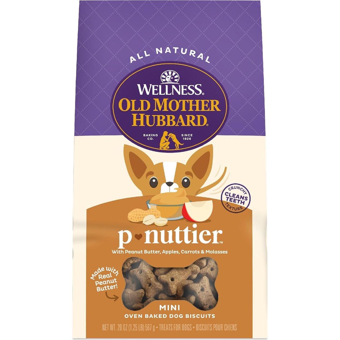 Old Mother Hubbard P-Nuttier Dog Biscuits 20 oz Mini Peanut Butter Flavor Natural Crunchy Training Treats