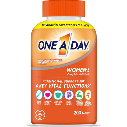One A Day Women's Multivitamin, with Vitamins A, C, D, E & All 8 B Vitamins, Calcium, Supports Bone Health, Skin Health & Immune Support, 200 Count