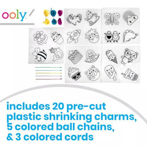 OOLY Shrink Art DIY Kit 28 Pieces with Charms Tags and More Cute Creative Kids Party Craft Set