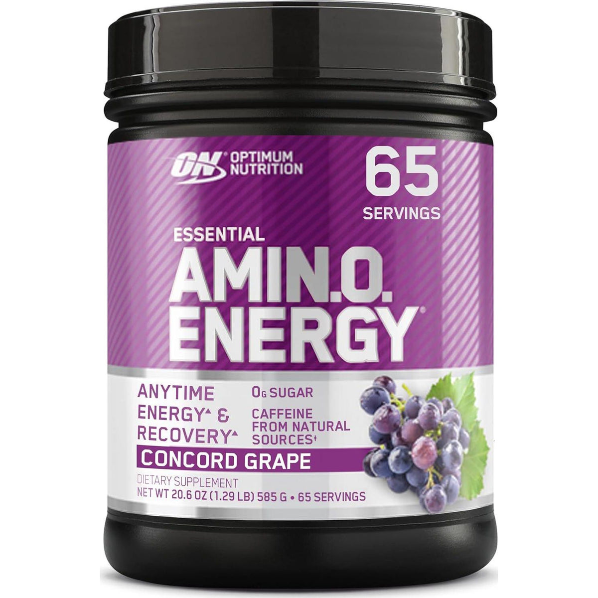 Optimum Nutrition Amino Energy Pre-Workout, Green Tea & BCAA, Keto-Friendly, Concord Grape Flavor, 65 Servings, Energy Powder