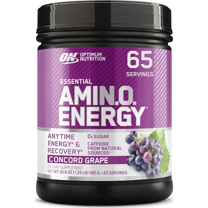 Optimum Nutrition Amino Energy Pre-Workout, Green Tea & BCAA, Keto-Friendly, Concord Grape Flavor, 65 Servings, Energy Powder