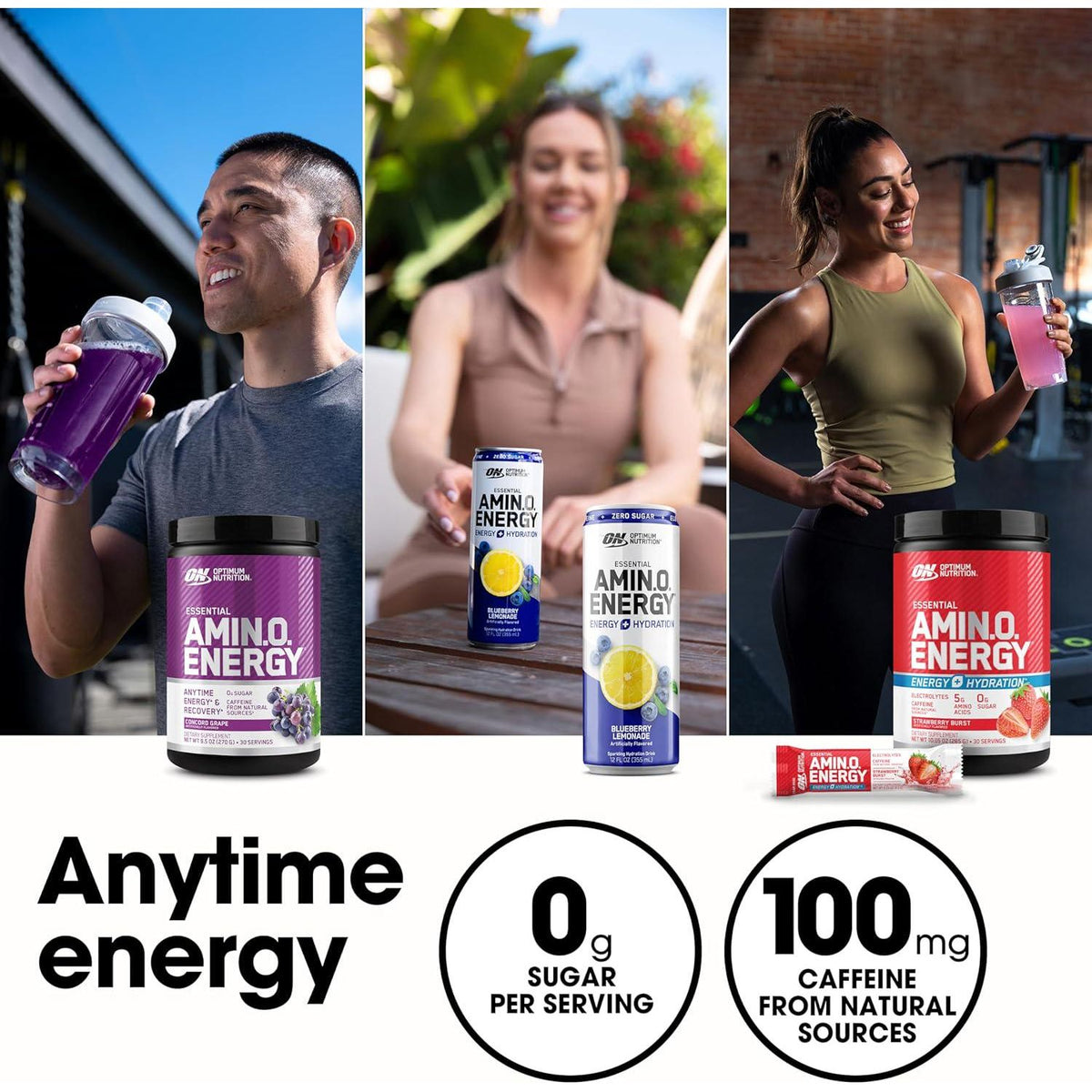 Optimum Nutrition Amino Energy Pre-Workout, Green Tea & BCAA Amino Acids, Keto-Friendly, Fruit Fusion Flavor, 65 Servings