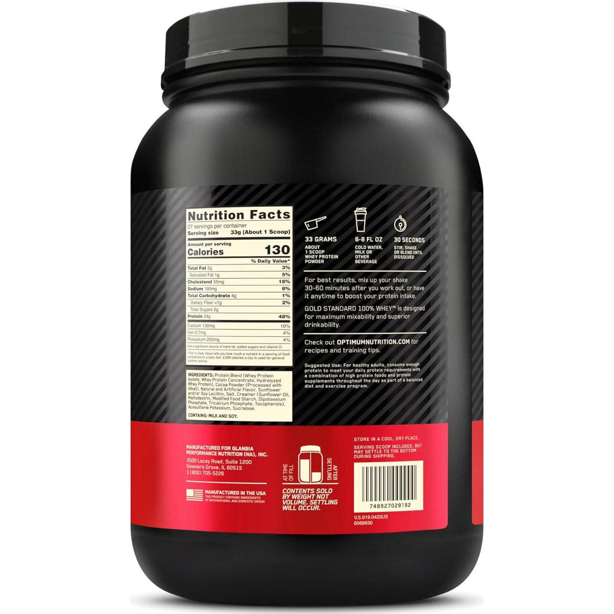 Optimum Nutrition Gold Standard 100% Whey Protein Powder, Chocolate Peanut Butter, 2lb (Packaging May Vary)