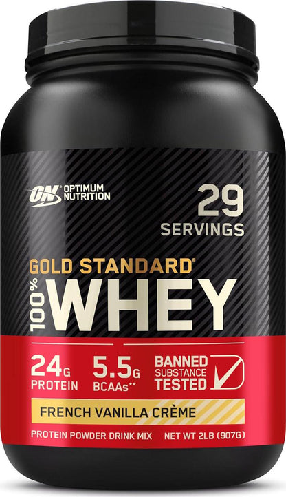 Optimum Nutrition Gold Standard Whey Protein Powder, French Vanilla Crème, 2lb, Packaging May Vary