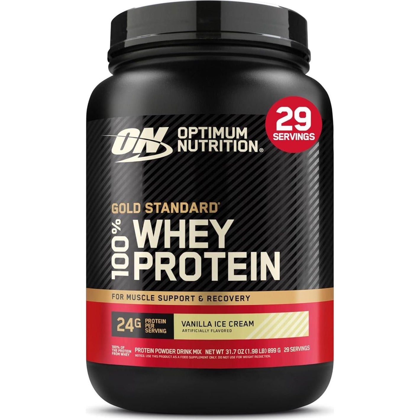 Optimum Nutrition Optimum Nutrition Gold Standard 100% Whey Protein Powder, Vanilla Ice Cream, 2 Pound (Packaging May Vary)