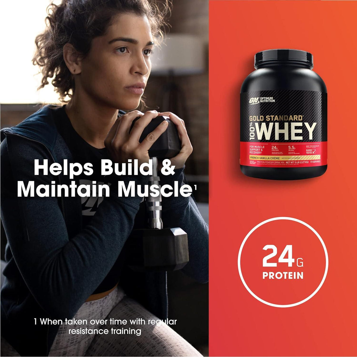 Optimum Nutrition Gold Standard Whey Protein Powder, French Vanilla Creme, 5lb, High-Quality Whey Protein for Muscle Recovery
