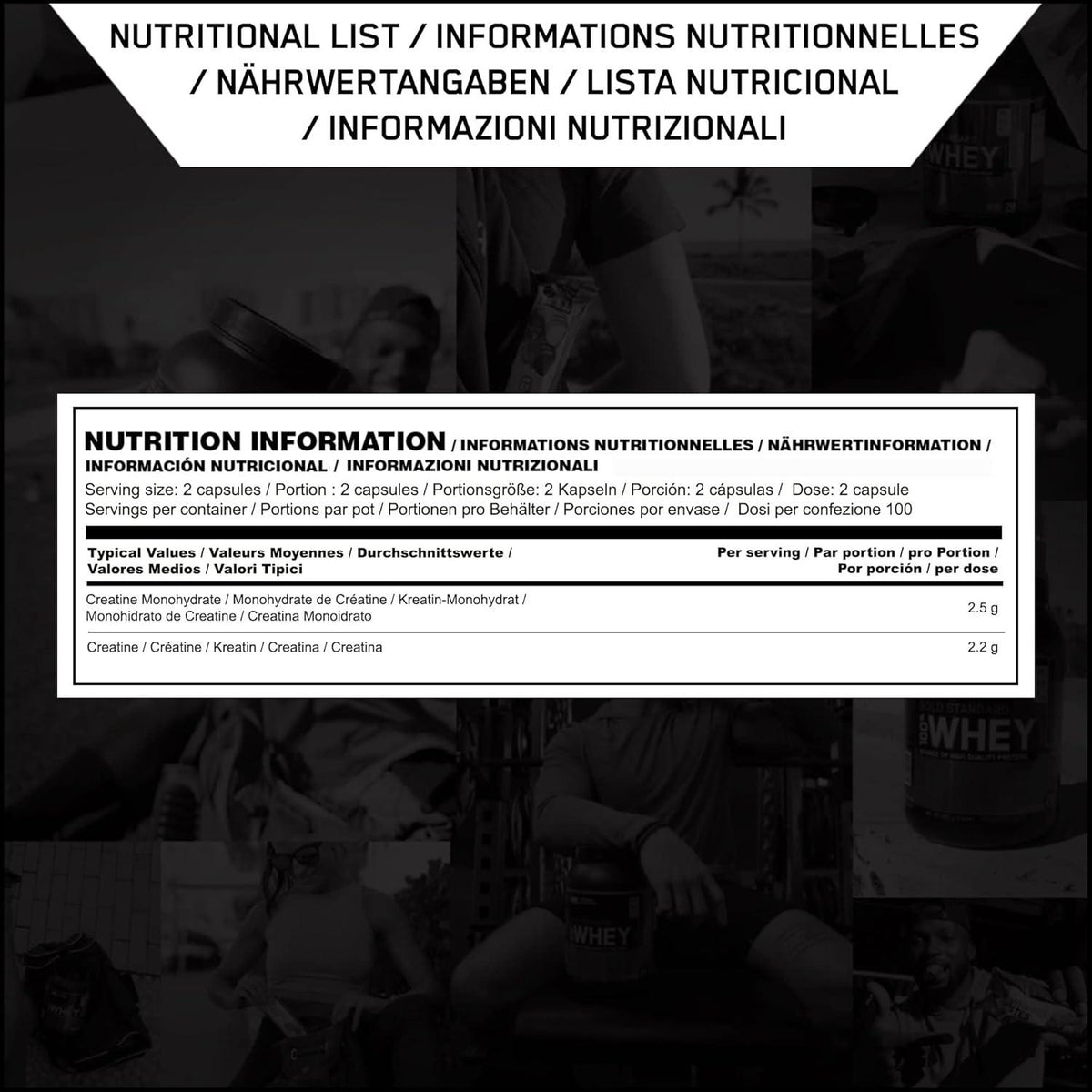 Optimum Nutrition Optimum Nutrition Micronized Creatine Monohydrate Capsules, Keto Friendly, 2500mg, 200 Capsules (Packaging May Vary)