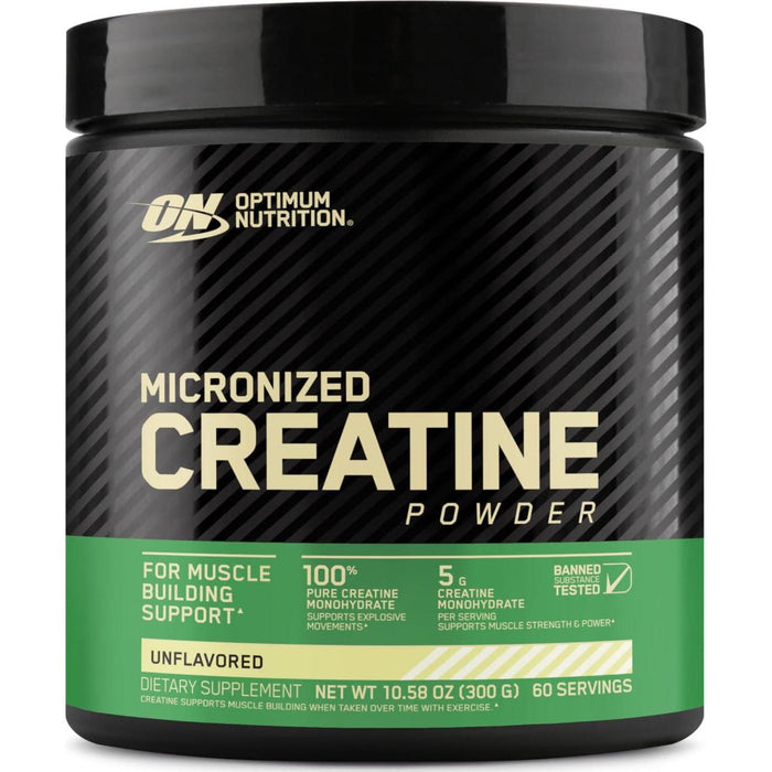 Optimum Nutrition Micronized Creatine Monohydrate Powder, Unflavored, 60 Servings (300g), Packaging May Vary