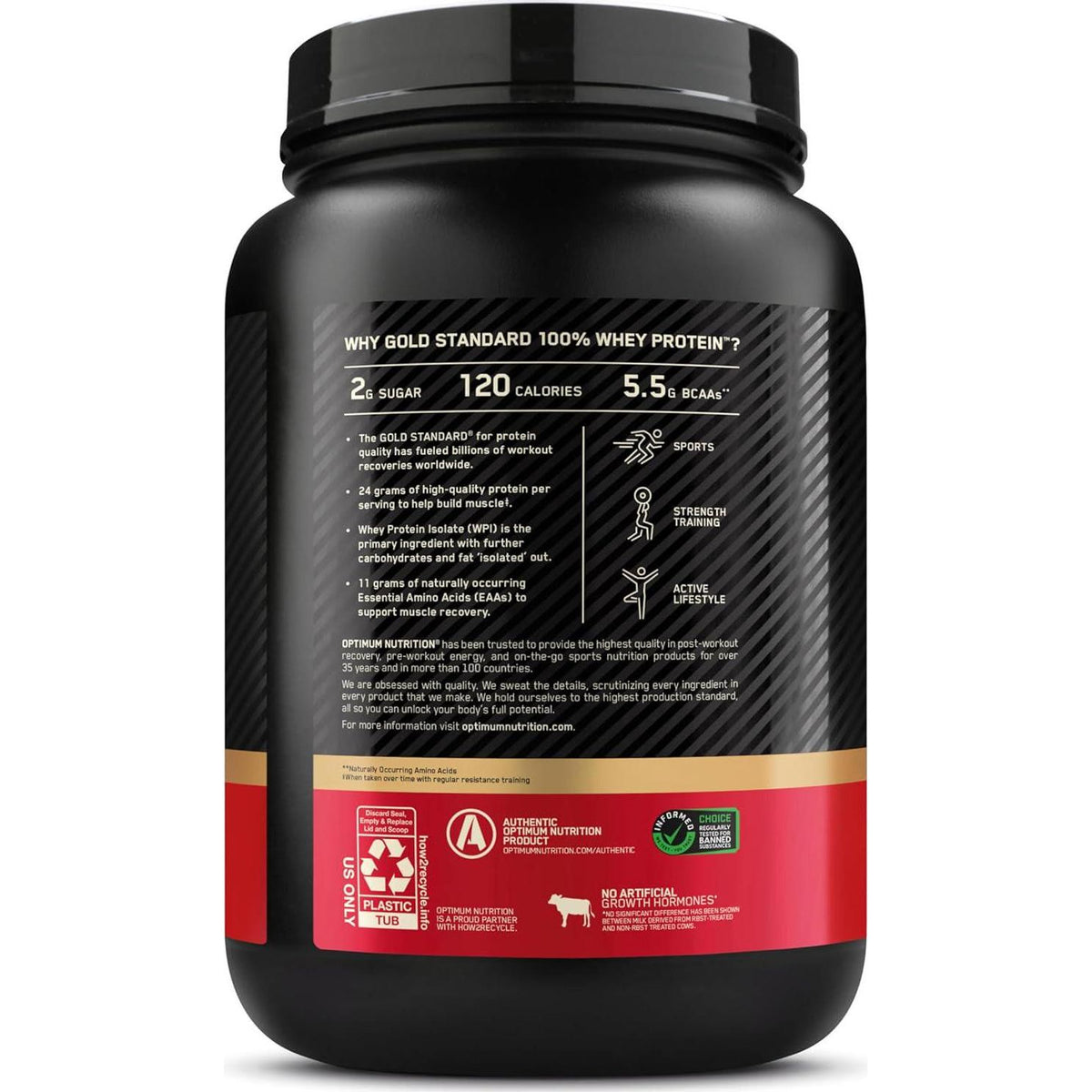 Optimum Nutrition Gold Standard 100% Whey Protein Powder, New Flavor Cinnamon Roll, 2lb, 1 Pack (Packaging May Vary)