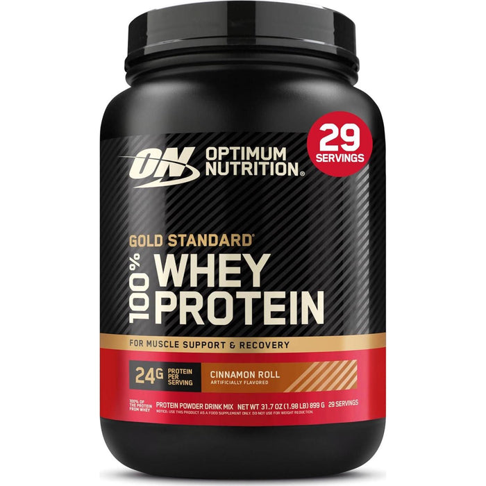 Optimum Nutrition Gold Standard 100% Whey Protein Powder, New Flavor Cinnamon Roll, 2lb, 1 Pack (Packaging May Vary)