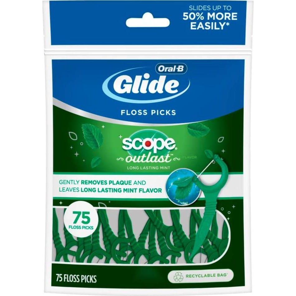 Oral-B Oral-B Glide Complete Floss Picks, Dental Floss Picks, Scope Outlast, 75-ct, Toothpicks Floss Picks