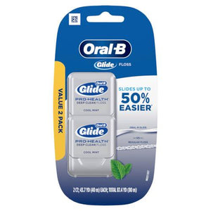 Oral-B Glide Pro-Health Floss, 2 Pack, 40m Each, Cool Mint, Deep Clean Dental Floss for Plaque Removal